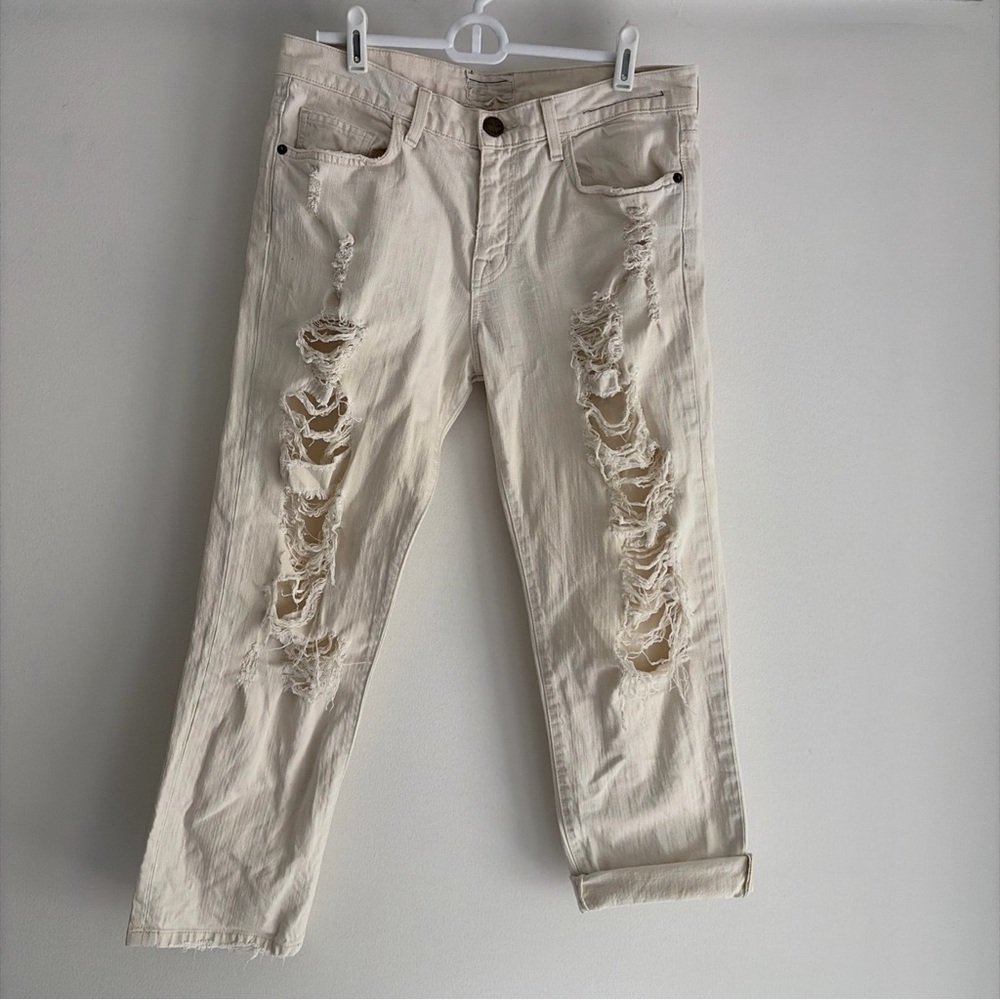 Current/Elliott Natural Denim Destroy Boyfriend Jeans Size 25
